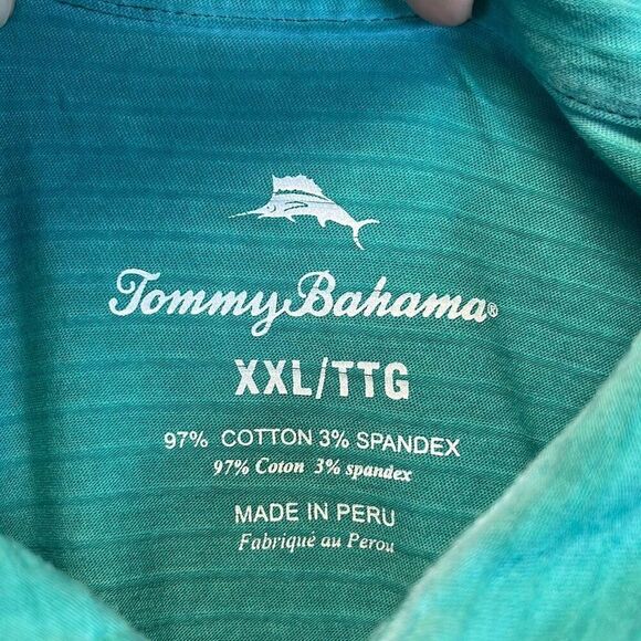 TOMMY BAHAMA Polo Shirt Men’s 2XL Green Lightweight Cirrus Coast Short Sleeve - Picture 4 of 13